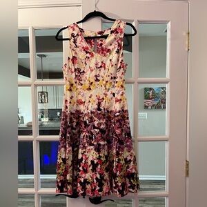 Gorgeous Maggy London Multicolor Floral Midi Dress sz 6 EUC
